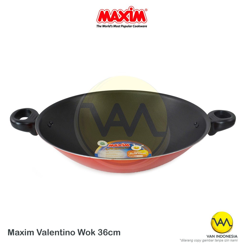 Maxim Valentino 36 cm Wok Wajan Teflon Anti Lengket