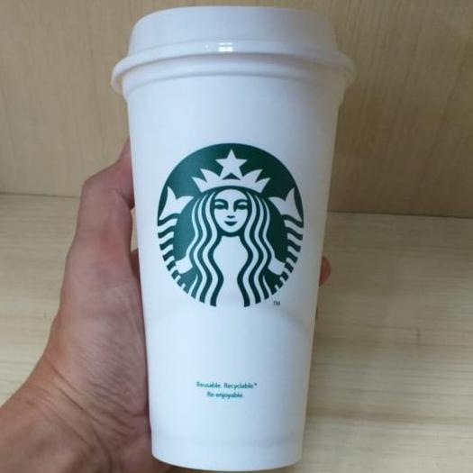 Mug Gelas - Tumbler Starbucks Original Reuseable Cup Gelas Putih White