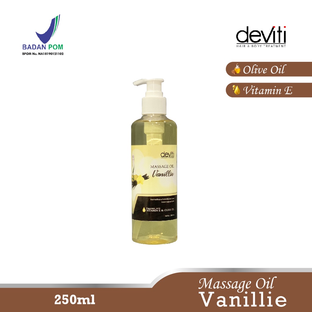 Deviti Massage Oil Vanillie Perawatan Melembutkan Kulit Minyak Pijat 250Gr