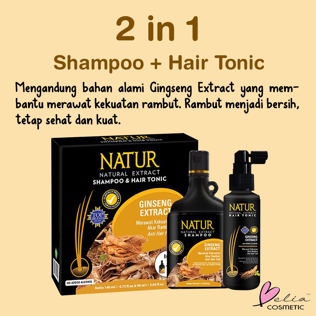 ❤ BELIA ❤ NATUR Hair Mask | Hair Vitamin | 2 in 1 Shampoo &amp; Hair Tonic Ginseng Aloevera(✔️BPOM)