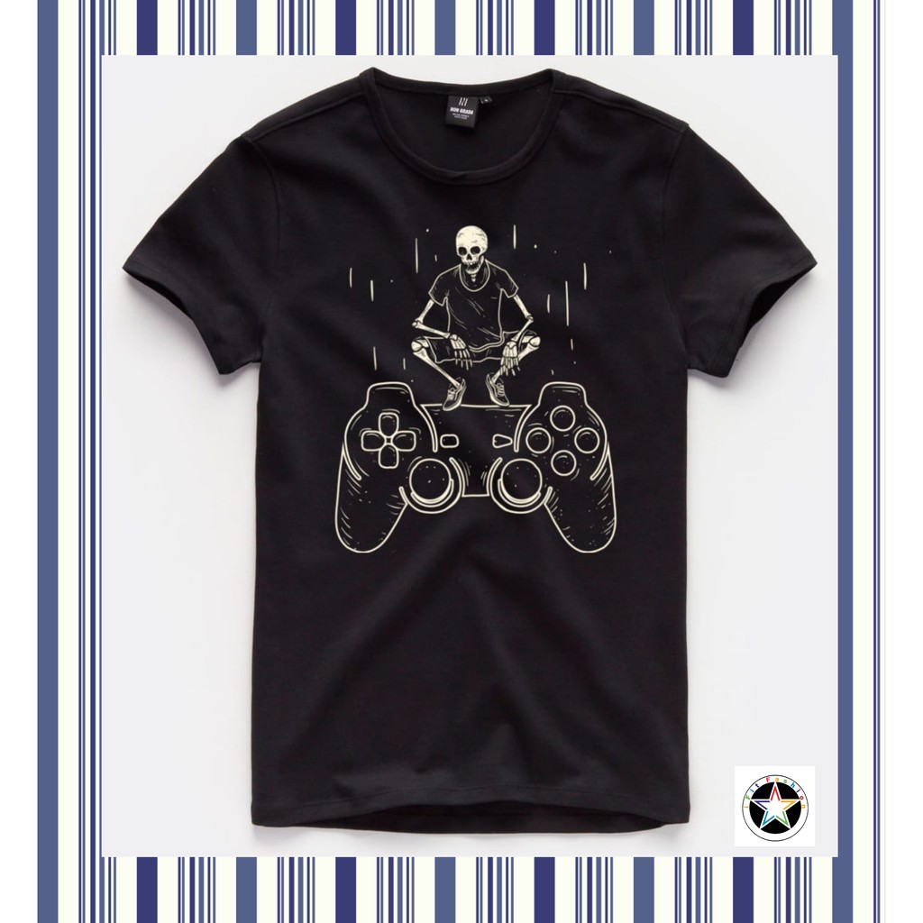 kaos tshirt baju pria 100% soft comb cotton lengan pendek katun gambar sablon playstation