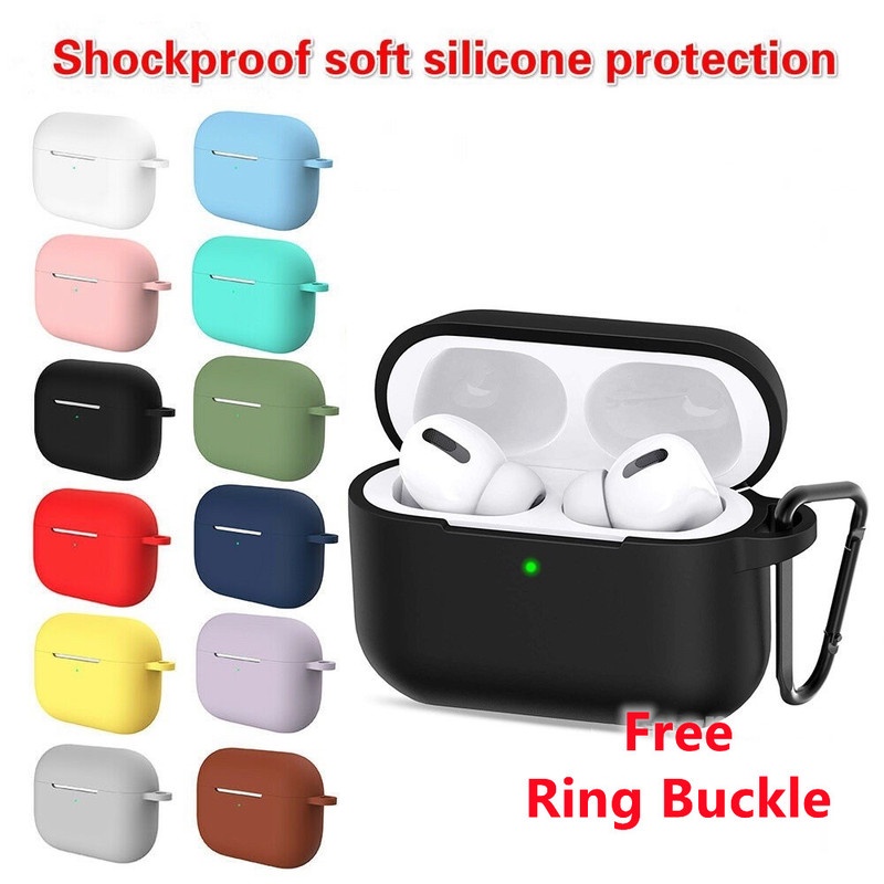 Case Pelindung Headphone Bluetooth Bahan Silikon Tahan Banting Dengan Kait Untuk Airpods Pro 4 3 2 1