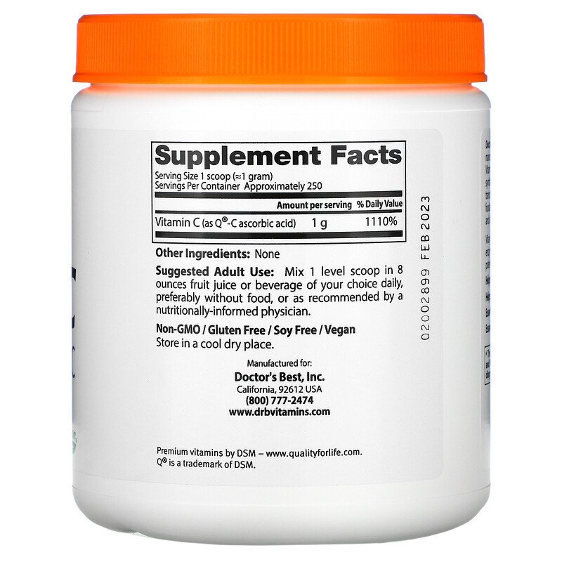 Doctor's Best, Pure Vitamin C Powder with Q-C Bubuk Vitamin C Murni 250gr