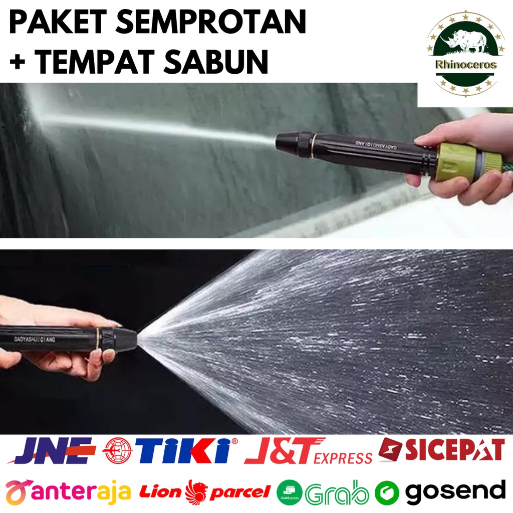 Paket Semprotan Tekanan Tinggi + Tempat Sabun Cuci Mobil 1/2 - 3/4Inch