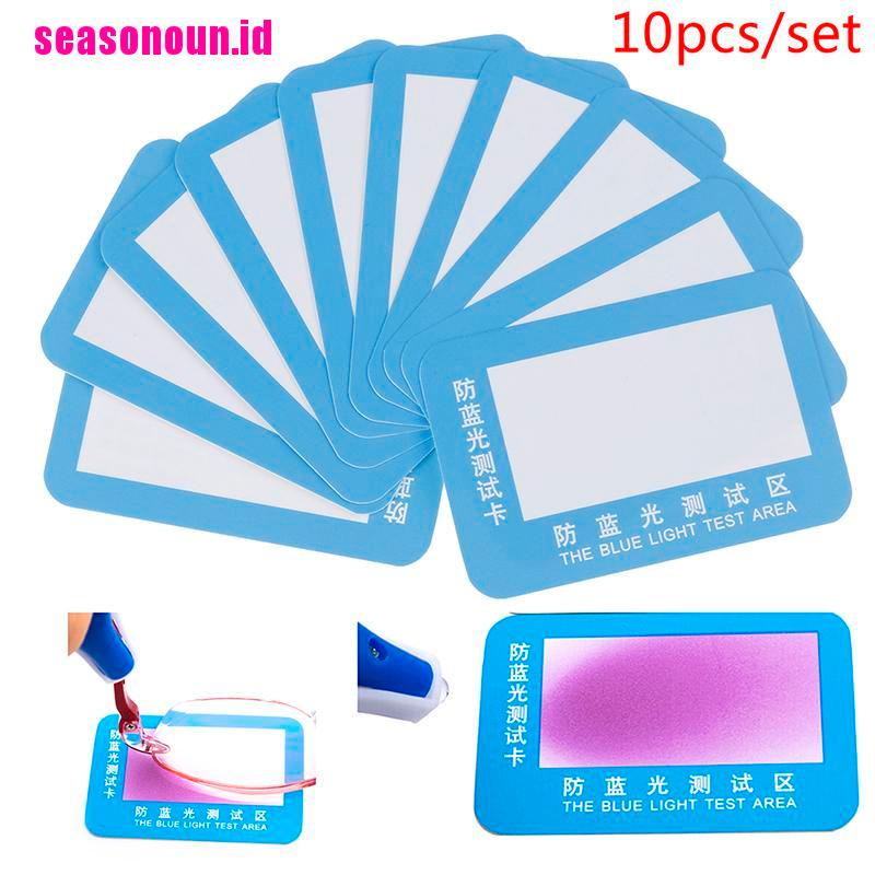 10pcs / set Kartu Tes Anti Blue Light Ungu Reusable Untuk Kacamata