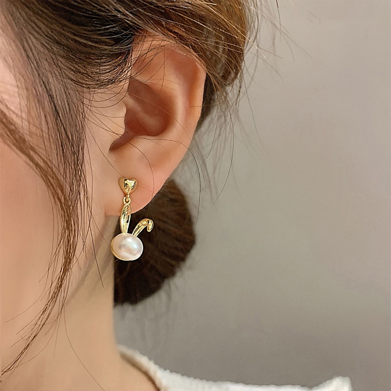 Anting Kelinci Mutiara Lucu Untuk Wanita Aksesoris Korea