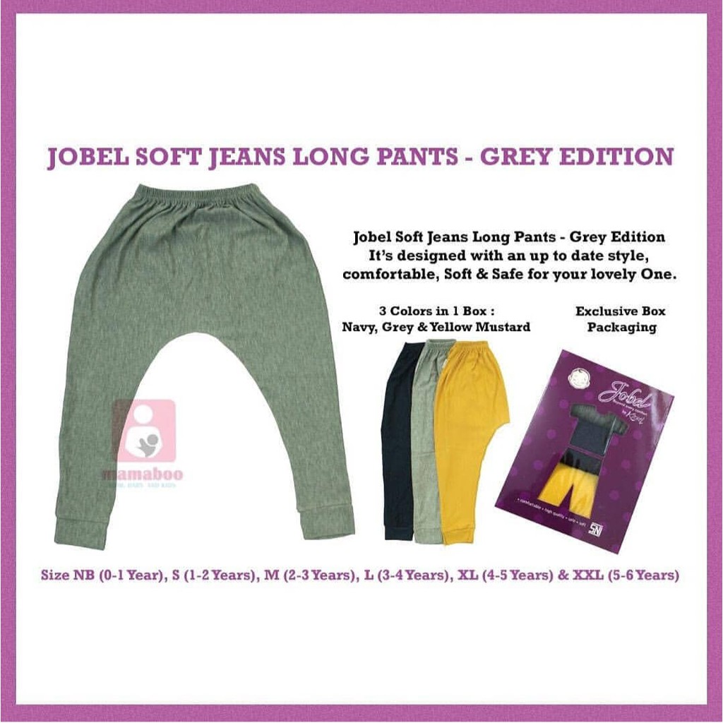 KAZEL JOBEL BABY LONG PANTS GREY EDITION CELANA PANJANG ANAK 3IN1