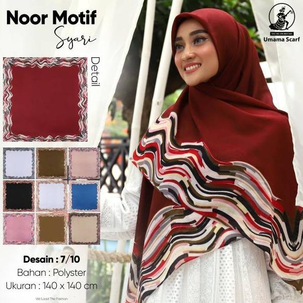 NEW GROSIR 10 Pcs Noor Motif Umama Hijab Jilbab Segi Empat Jumbo Syar
