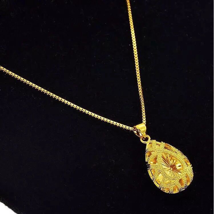 Kalung Rantai Emas 24K 100% Original Bentuk Tetesan Air Untuk Wanita