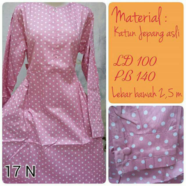 Gamis Katun Jepang Polkadot