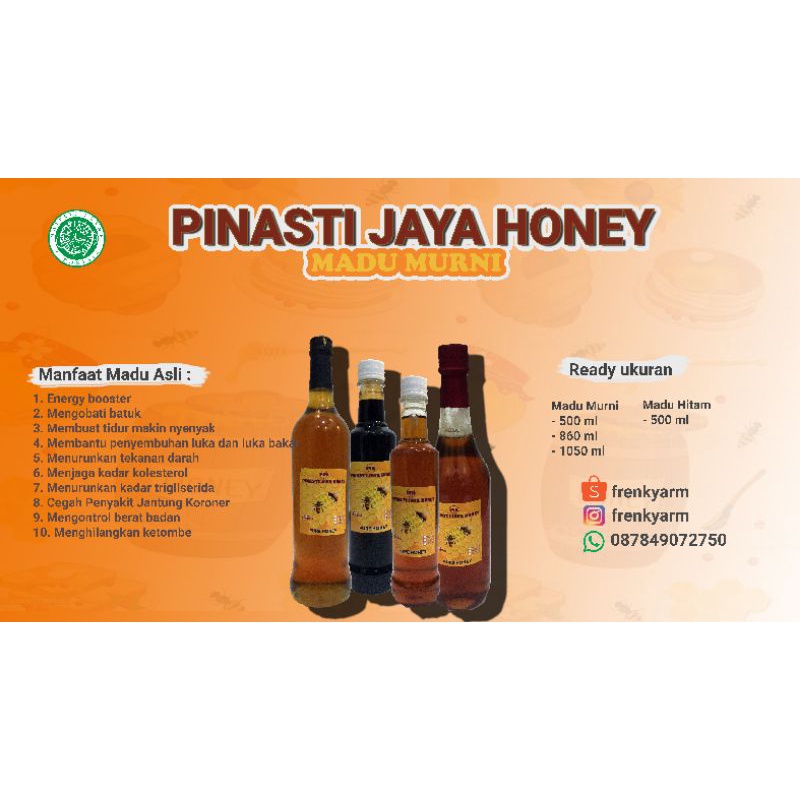 

Madu murni dan madu hitam 100% Original, kemasan 500ml, 860ml, 1.050ml "PINASTI JAYA HONEY