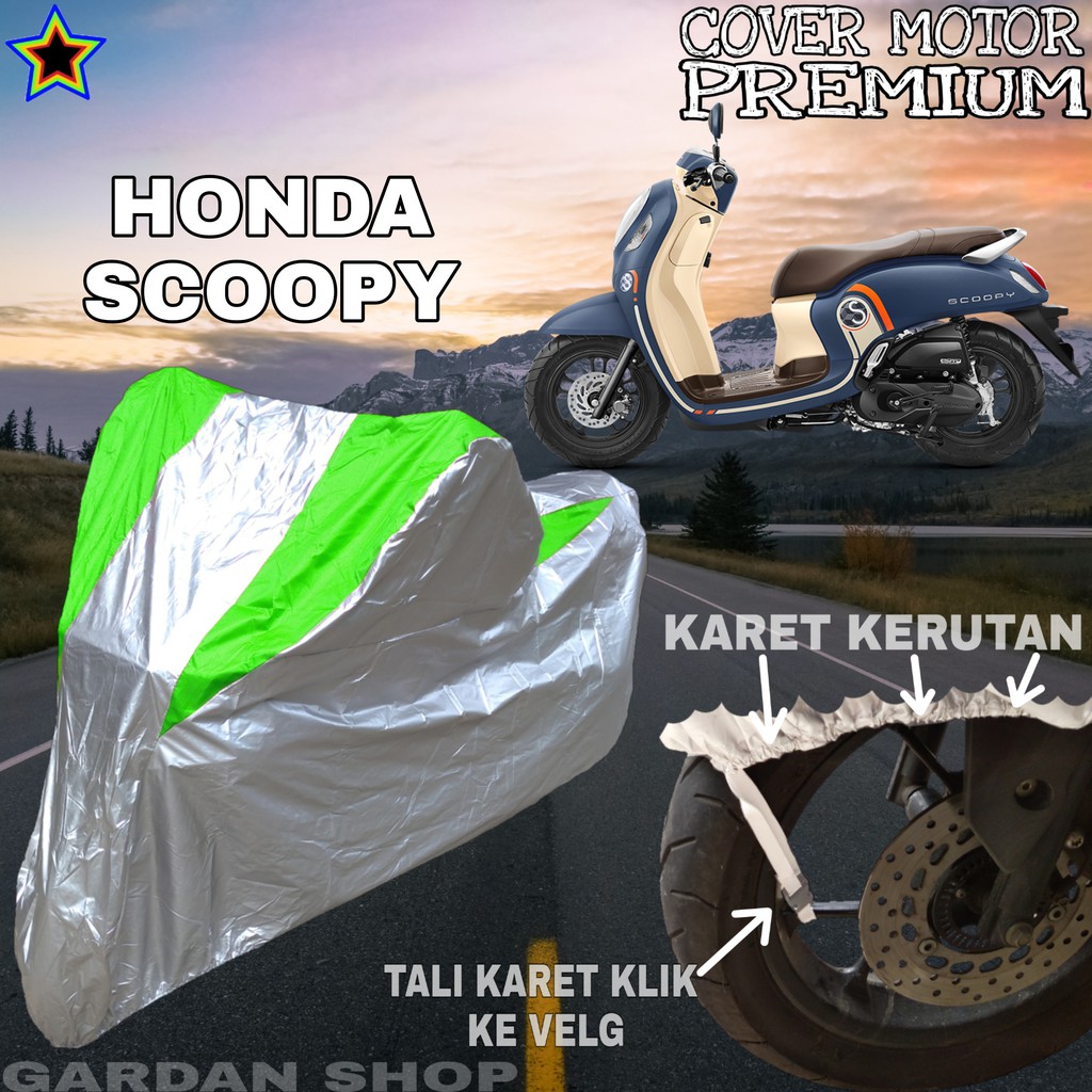 Sarung Motor HONDA SCOOPY Silver HIJAU Body Cover Penutup Pelindung Motor Scoopy PREMIUM