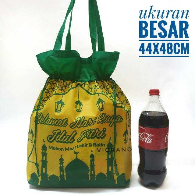 Tas Lebaran Serut 44x48cm GoodieBag Tas Bingkisan Jahit Tapak Bawah Kantong Belanja Ukuran Besar