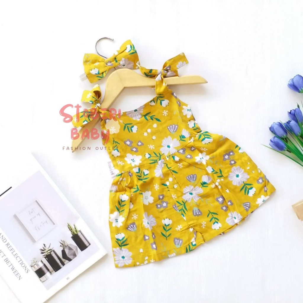 stoberi baby - BBB JUMPSUIT HANA setelan anak perempuan jumper bayi motif bunga lucu free headband PART 3