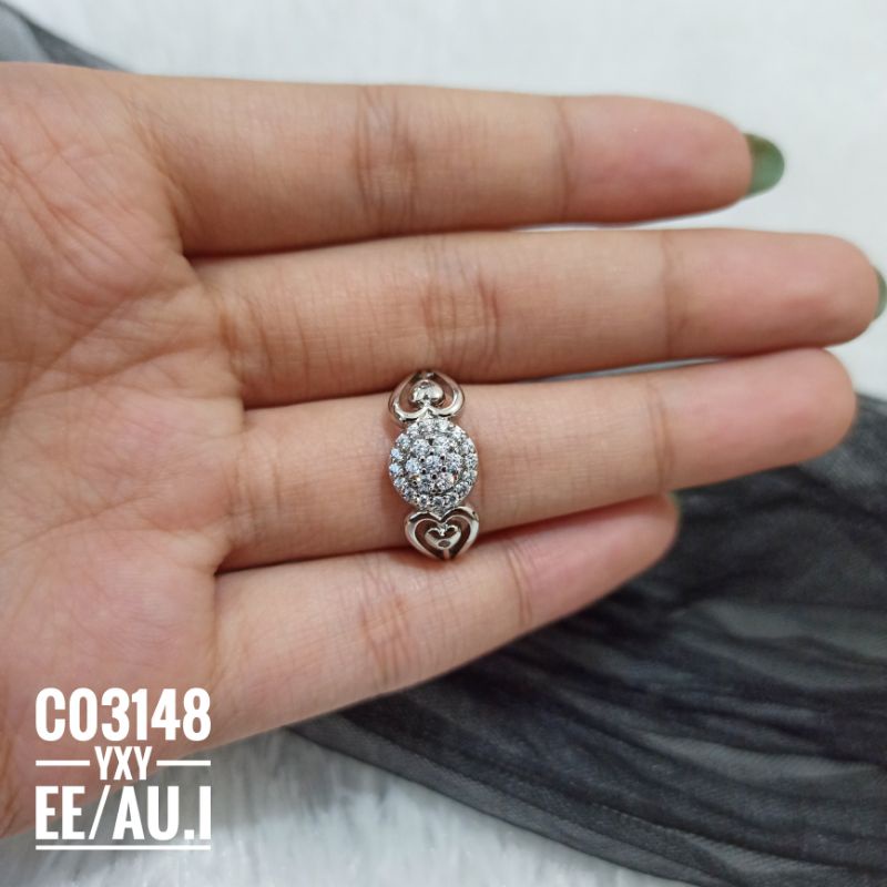 Cincin Yaxiya Bunga Zircon Silver C03148