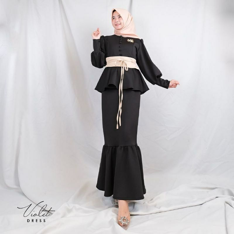 NEW SALE 7.7 SUPER AMBYARR VIOLET DRESS BLACK || GIFT DRESS BLACK ORI by MK (MISSKAMI HIJAB)