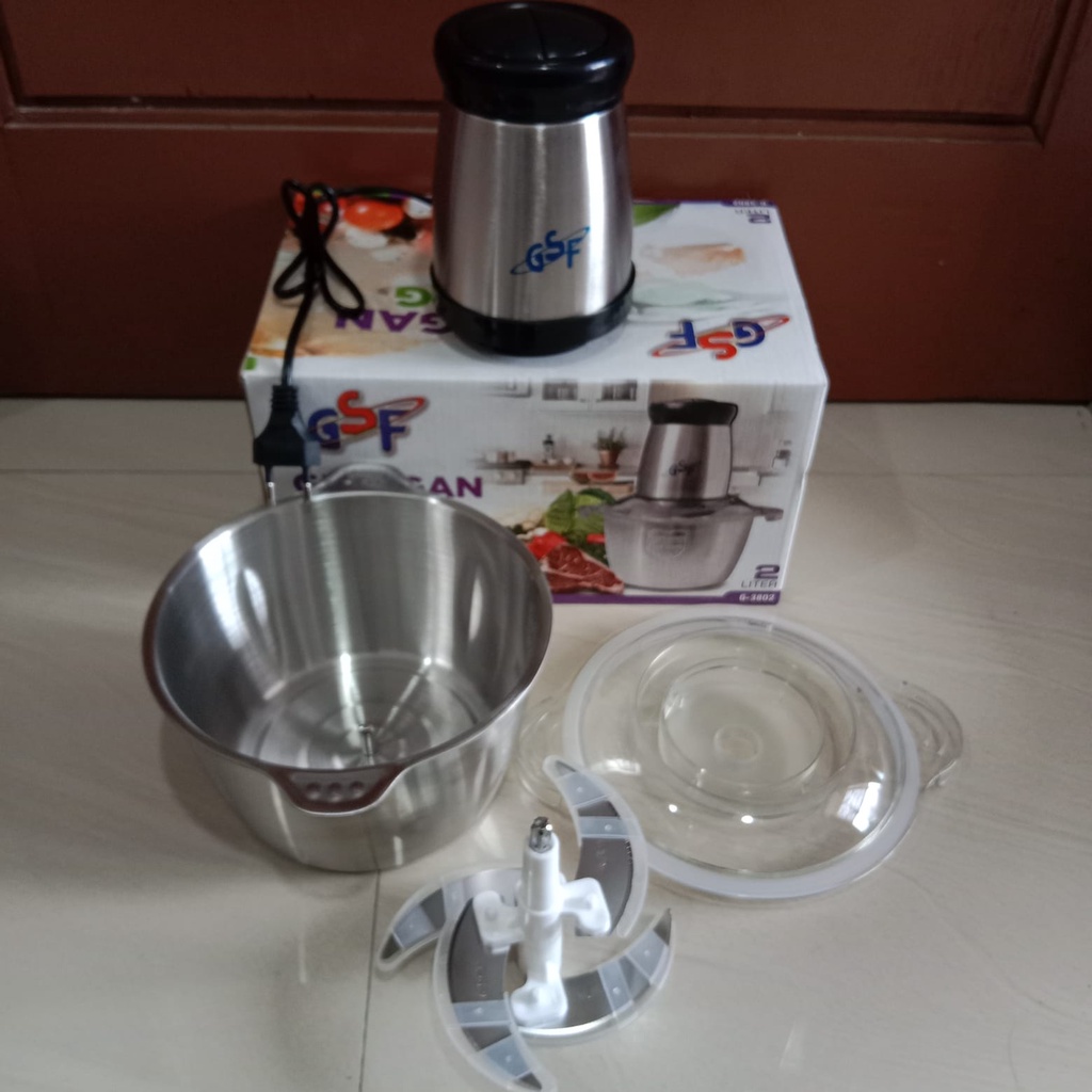 BLENDER DAGING STAINLESS SERBAGUNA G-3802 / BLENDER DAGING CHOPPER HAN BLENDER PRESS 2L BAJA TAHAN KARAT SERBAGUNA GSF G-3802/ GSF 3802