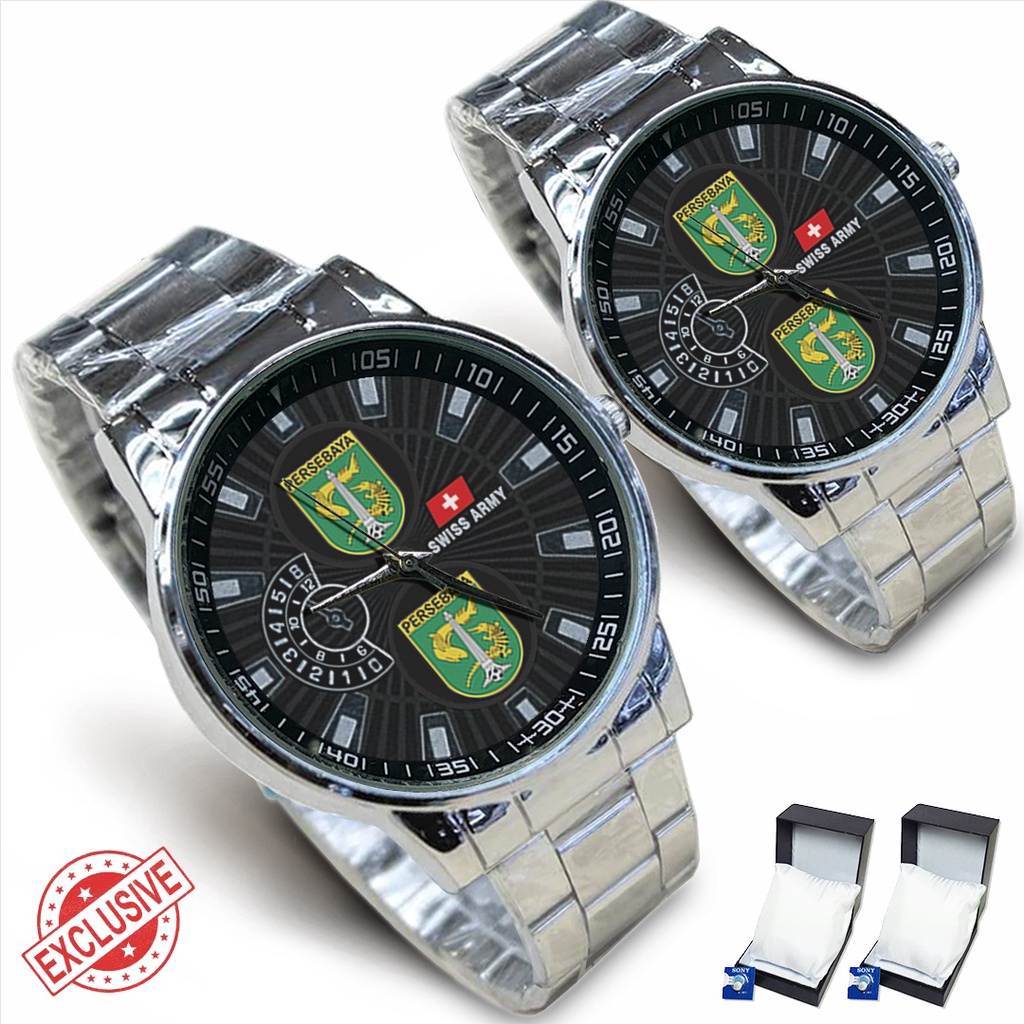 Jam Tangan Rantai Couple Logo PERSEBAYA (Cool)