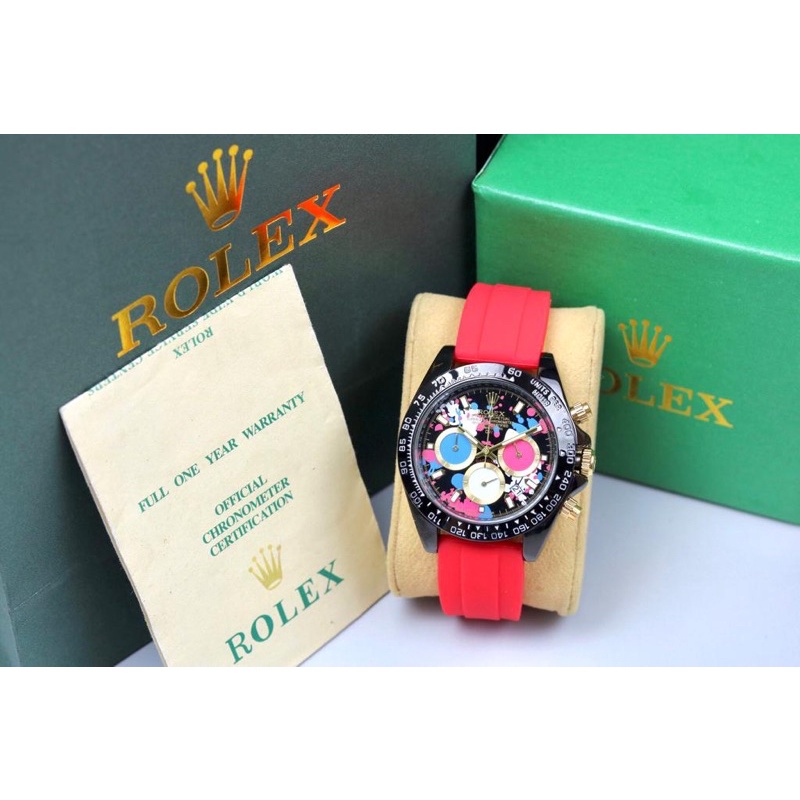Jam Tangan Rolex Rubber P7185n Pria Chrono Aktif Fullset Beserta Box Rolex &amp; Baterai Cadangan