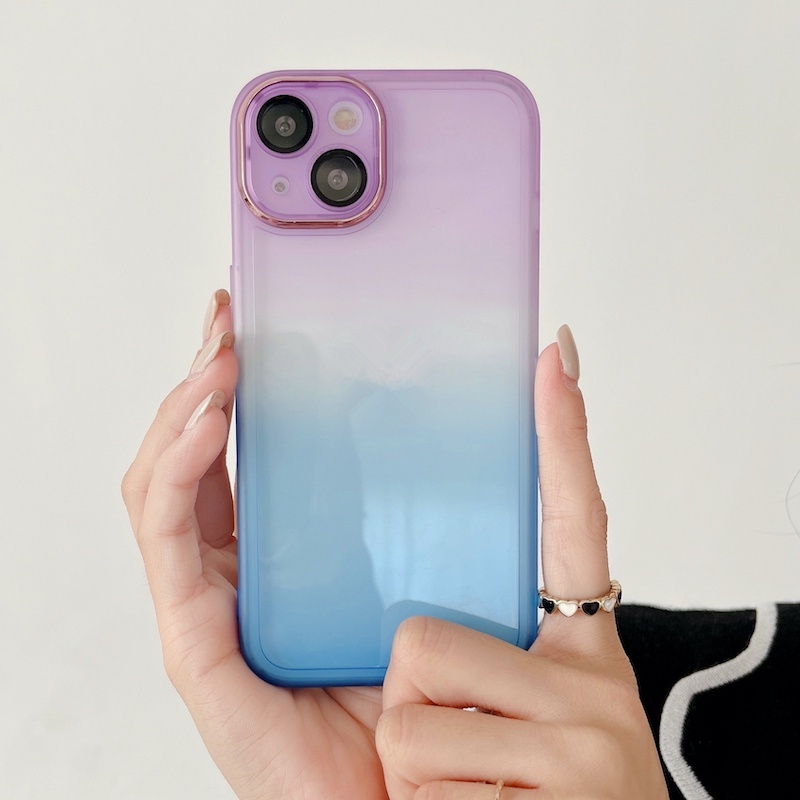 Case Pelindung Lensa Bahan Metal Warna Gradasi Untuk IPhone 11 12 13 Pro Max X XS Max XR 7 8 Plus