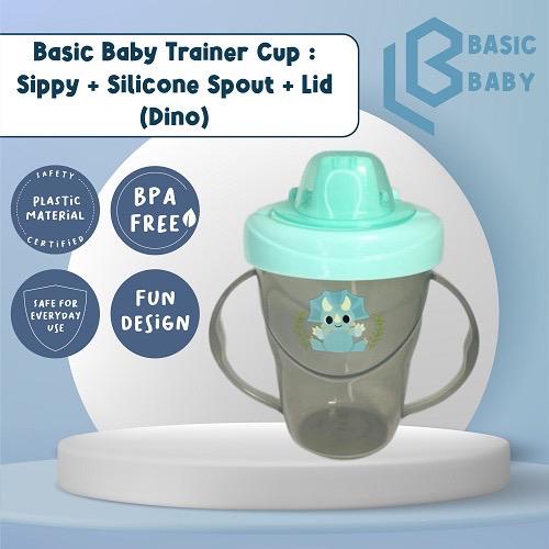 Basic Baby Trainer Cup : Sippy + Silicone Spout + Lid (Botol Minum Transisi) – Dino / Botol Minum Bayi