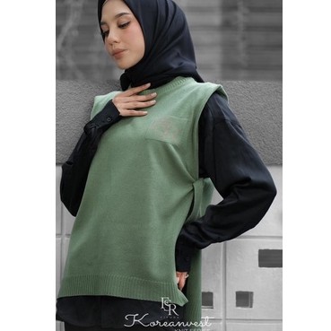 FISURA Korean Vest Rompi Rajut Knit Polos Tali Samping