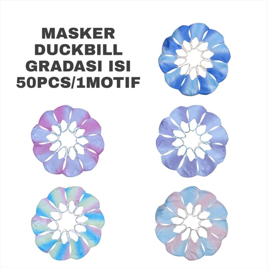 MASKER DUCKBILL CAREION GRADASI WARNA 3D ISI 50PC