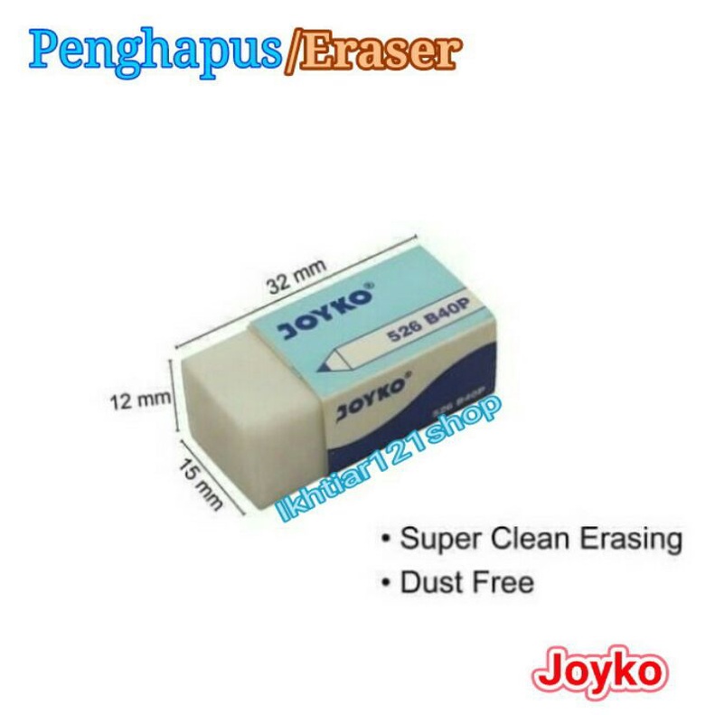 

Penghapus Pensil Joyko/Eraser Pencil Joyko 526 B40P Putih Satuan Grosir