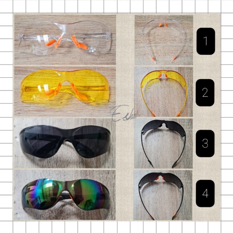 Kacamata safety serbaguna ( bening, kuning, hitam, miror )