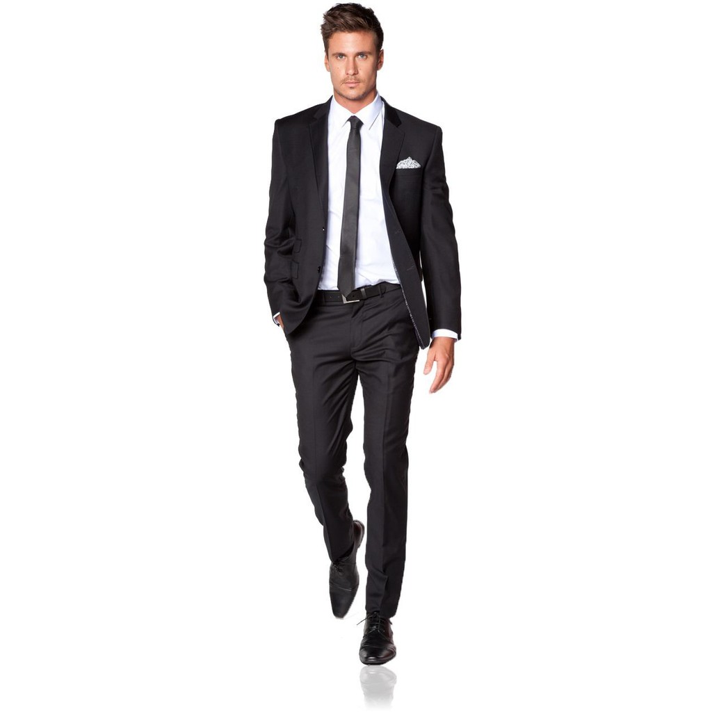 SETELAN JAS KERJA PRIA WARNA HITAM FORMAL 4IN1 - GERALD TWIST BLACK SLIMFIT ORIGINAL NIKAYU