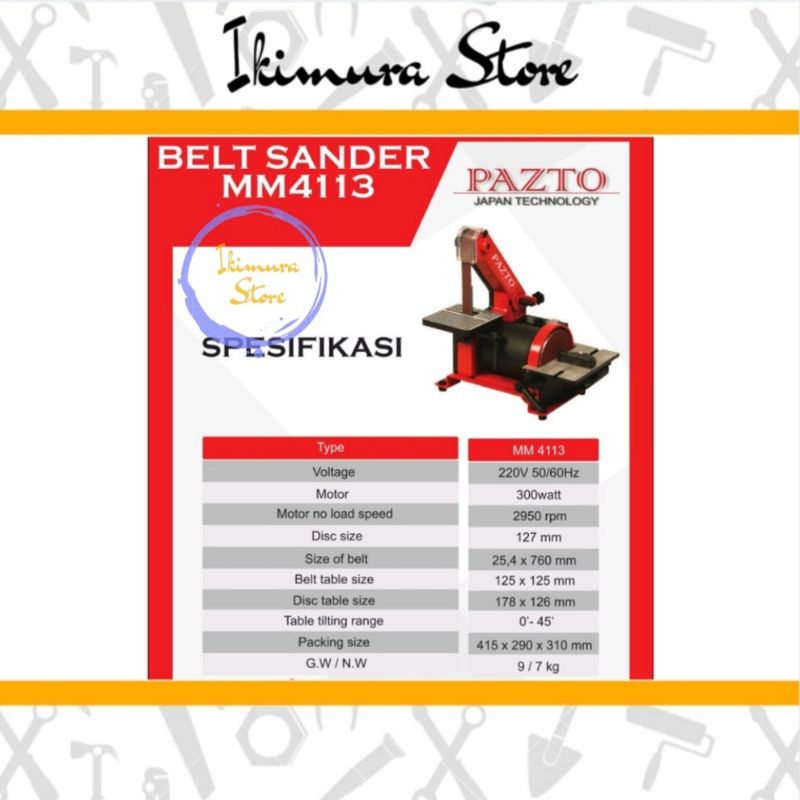 Mesin Amplas MM-4 113 Duduk Belt Sander PAZTO