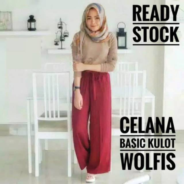  CELANA  KULOT  BASIC POLOS WOLFIS  Woolpeach Wolfish 