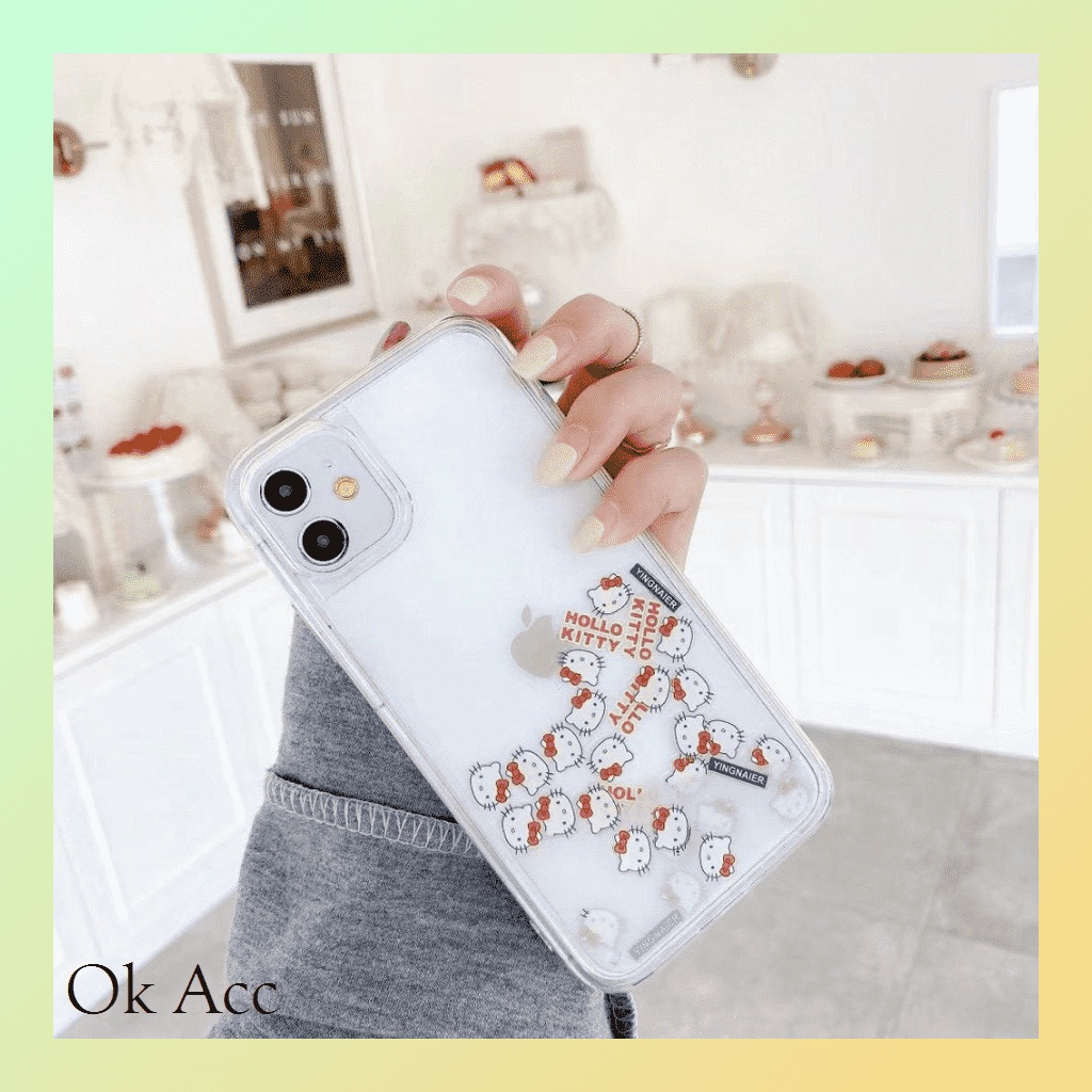 SoftCase Glitter air Hello Kitty Iphone 6 6s 7 8 SE 6+ 6s+ 7+ 8+ X Xs Xr Xs Max 11 12 13 Pro FH04