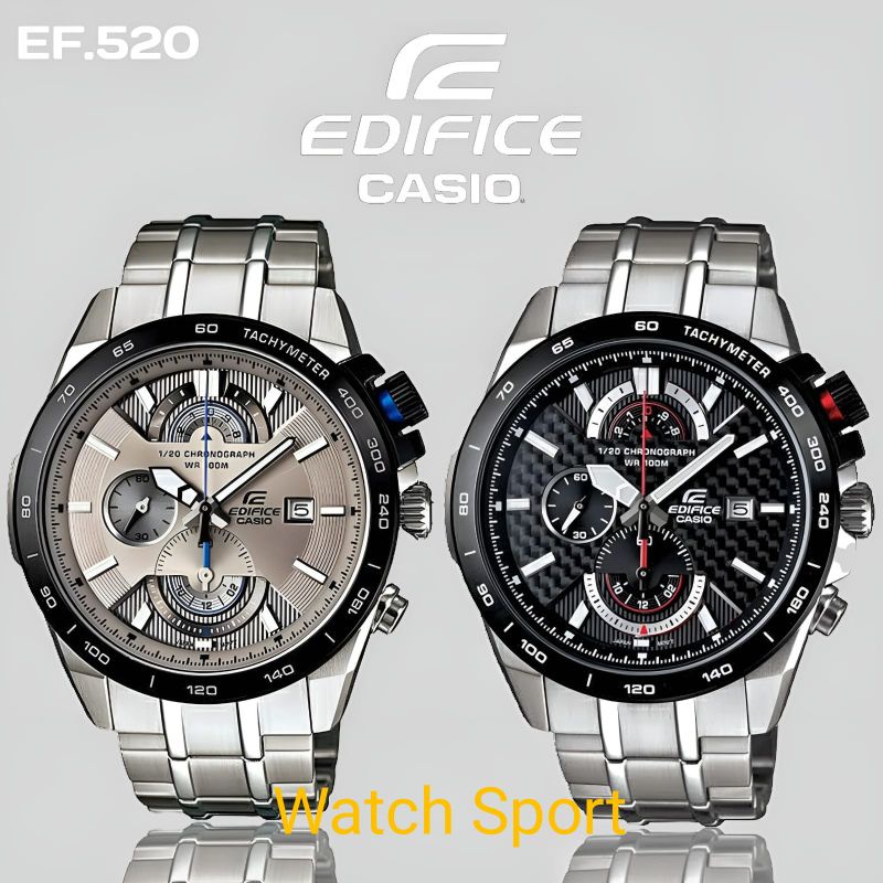 Jam Tangan Pria Merk Casio Edifice Type EF-520 Original Bm Silver Free Box