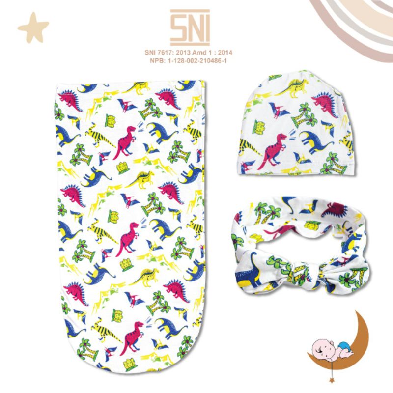 SNI Bedong Instan Cocoon Motif Dita Moons care || Bedong Bayi Instan Motif 1 Layers