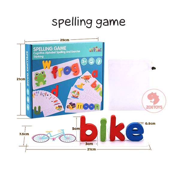 Zoetoys Spelling Game | Treehole Moveable Wooden Word Jumble Letter | Words Learning Game Kids Matching Card Puzzle Montessori | Belajar Mengeja Kata Mengenal Huruf Alphabet | Mainan Anak Edukasi