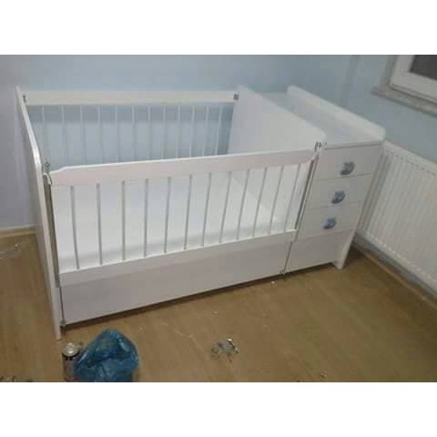 Box bayi ranjang bayi box bayi kayu jati DUCO Putih