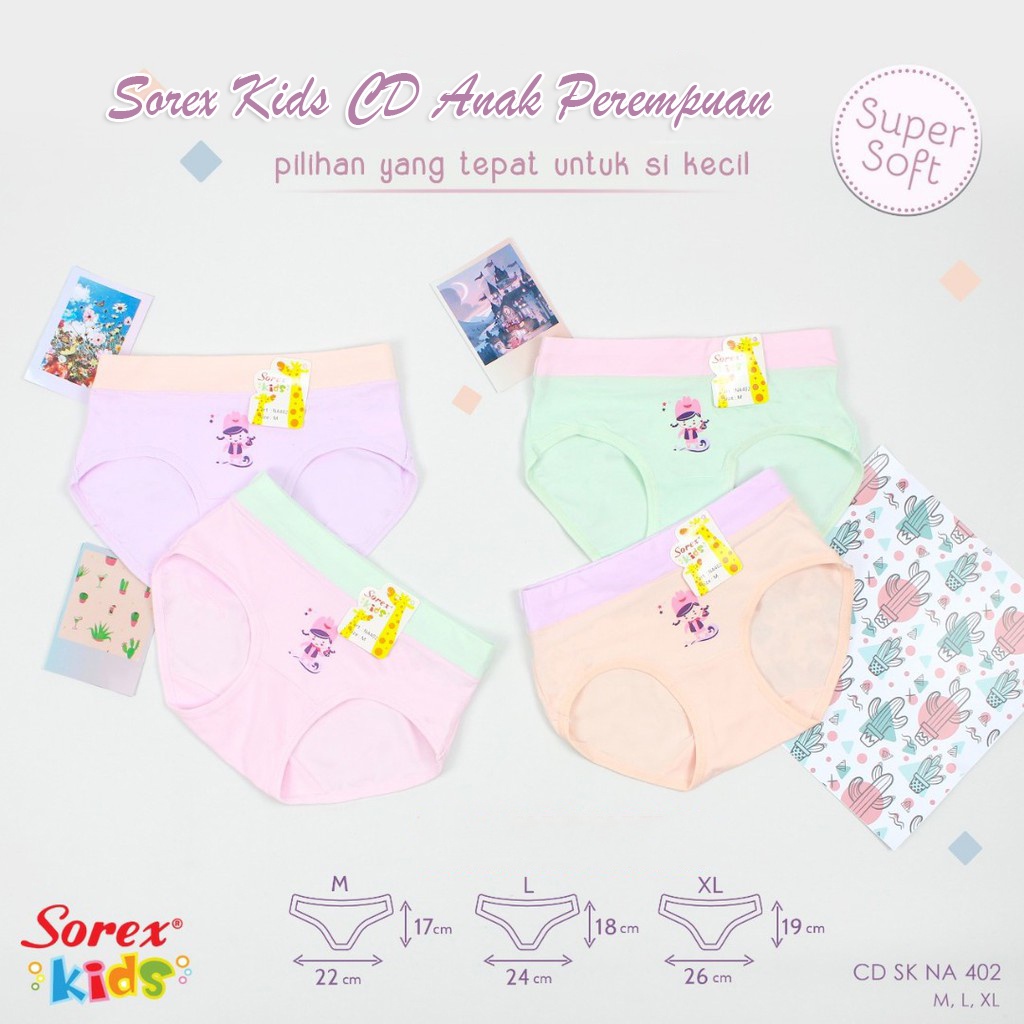 Sorex Kids Celana Dalam Segitiga Anak Perempuan NA 402 M L XL