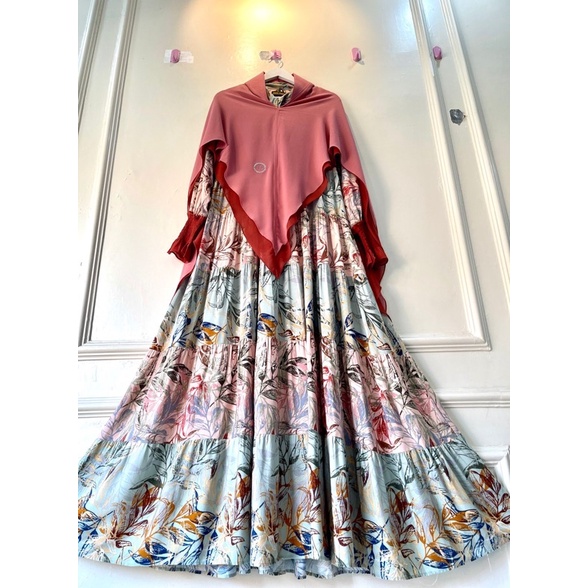 Danisa Homey Dress Set by Poppy Syari Original 100% Premium Gamis Set Khimar Daily Dress Bergo Hijab-8
