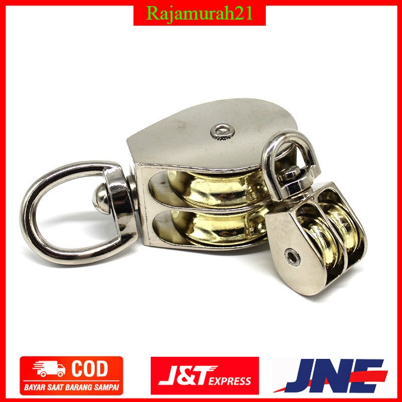 ASOL Katrol Kerekan Mini Serbaguna Swivel Pulley Stainless Steel Double Wheel Size M20 1PCS - 7RSEG0SV