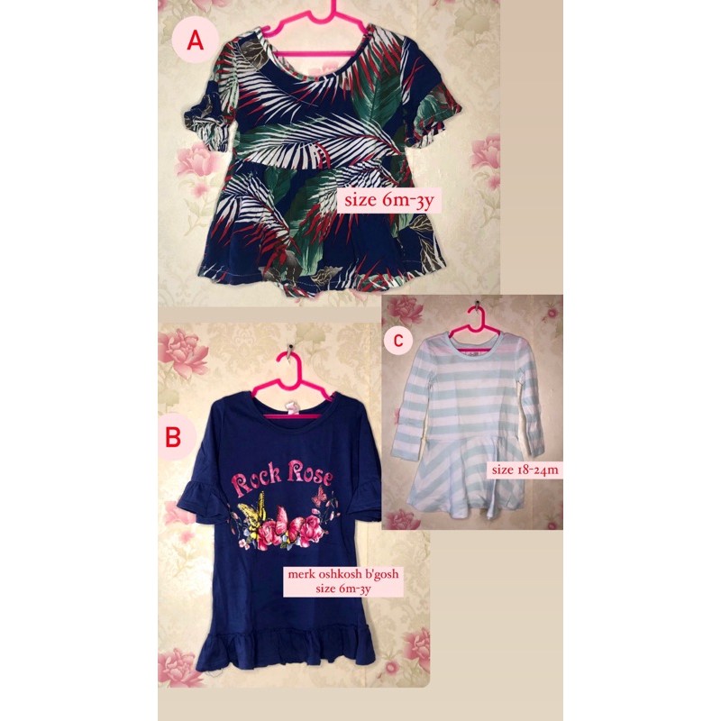babydoll atasan anak perempuan ruffle oshkosh b'gosh kaos