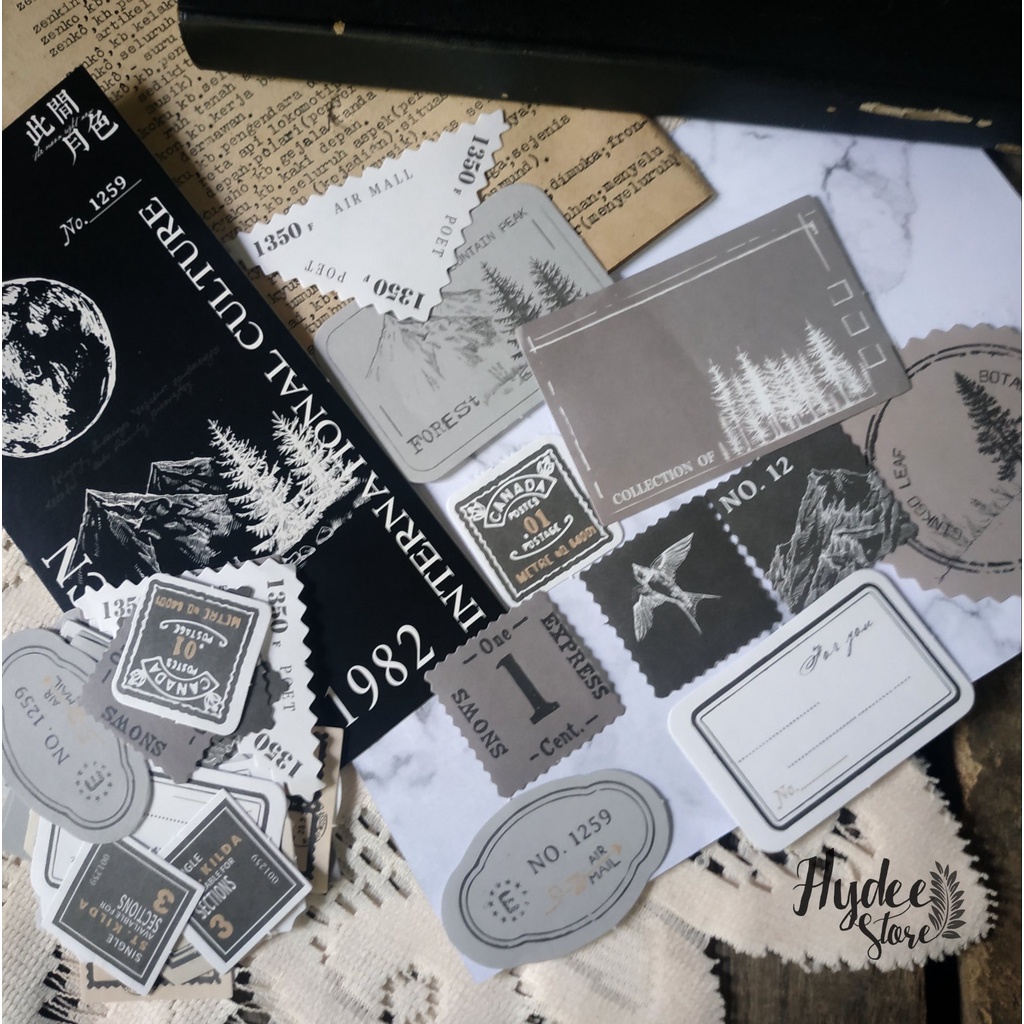 

2pcs (2biji) share/ Deco Stiker stempel memo jurnal vintage sticker journaling deco sticker journaling kit / ST-SM-40