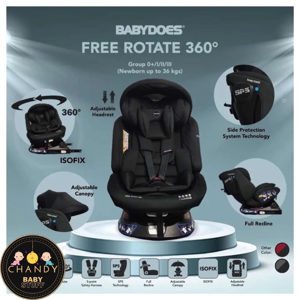 CAR SEAT BABY KURSI MOBIL ANAK BABYDOES FULL ROTATE 360 (CANOPY)