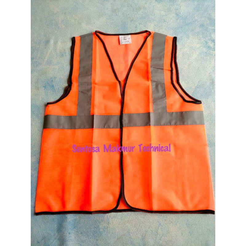 Rompi Polyester Kerja Proyek Safety Vest Orange Dan Hijau