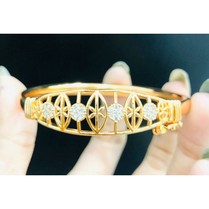Ramk237. Gelang xuping wanita lapis emas dgn mata zircon ukuran 6 cm