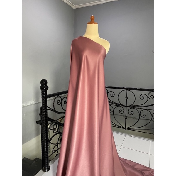 Kain Dasar Satin Saten Silk Velvet Premium Furing Bahan Kebaya Inner Kebaya Gamis Bisa Untuk Baground Foto Produk Warna Rose Bronze