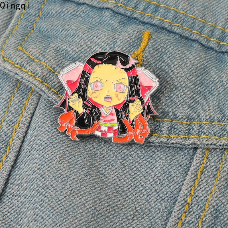 Bros Pin Enamel Desain Kartun Anime Demon Slayer Nezuko Kawaii Untuk Hadiah