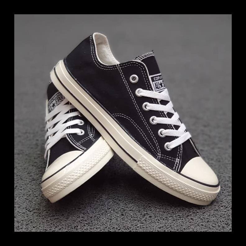 STOK BARU SEPATU CONVERSE 70S LOW HITAM PUTIH GLOSSY GRADE ORIGINAL - HITAM, 39 TERMURAH