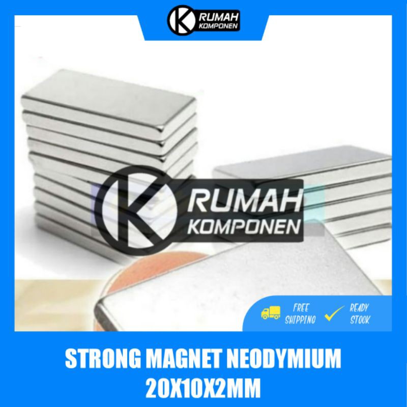 Magnet neodimium strong perseji kotak N52 ukuran 20x10x2mm