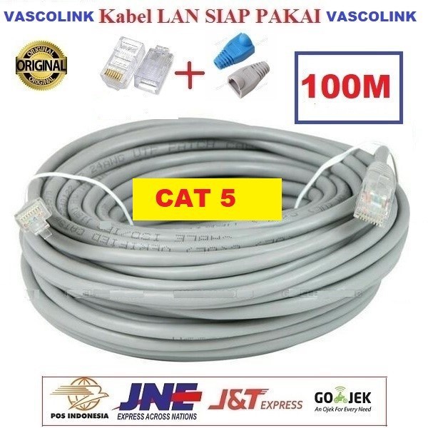 Kabel Lan Vascolink Cat 5 100 meter Siap Pakai